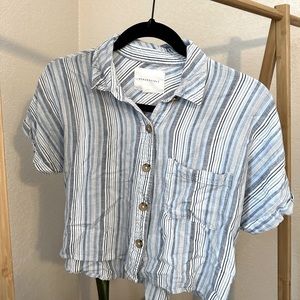 Aeropostale blue striped linen shirt
